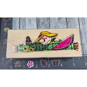 Stampassions Farmyard Friend Scarecrow G5513 Rubber Stamp Wood #A16